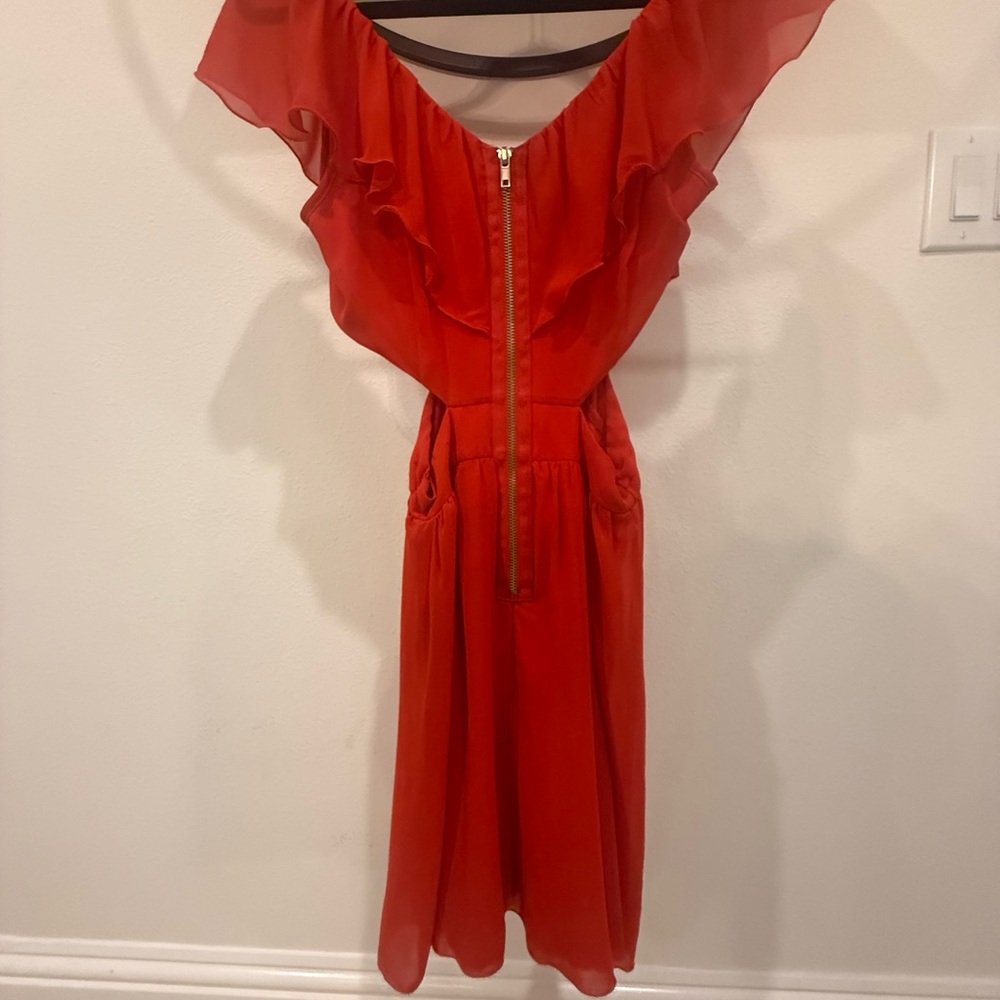 Source Unknown Red Ruffled Tie Front Sundress - Picture 2 of 7